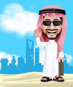 40547847-Realistic-3D-Handsome-Saudi-Arab-Man-Wearing-Thobe-and-Sunglasses-Standing-Happy-With-Traveling-Bag-Stock-Vector-1-1
